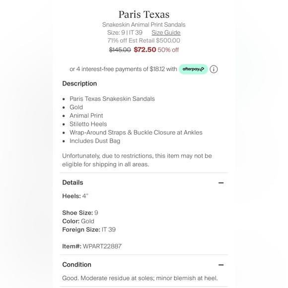 Paris Texas Bronze Snakeprint Heels Sz. 9 - Picture 2 of 6